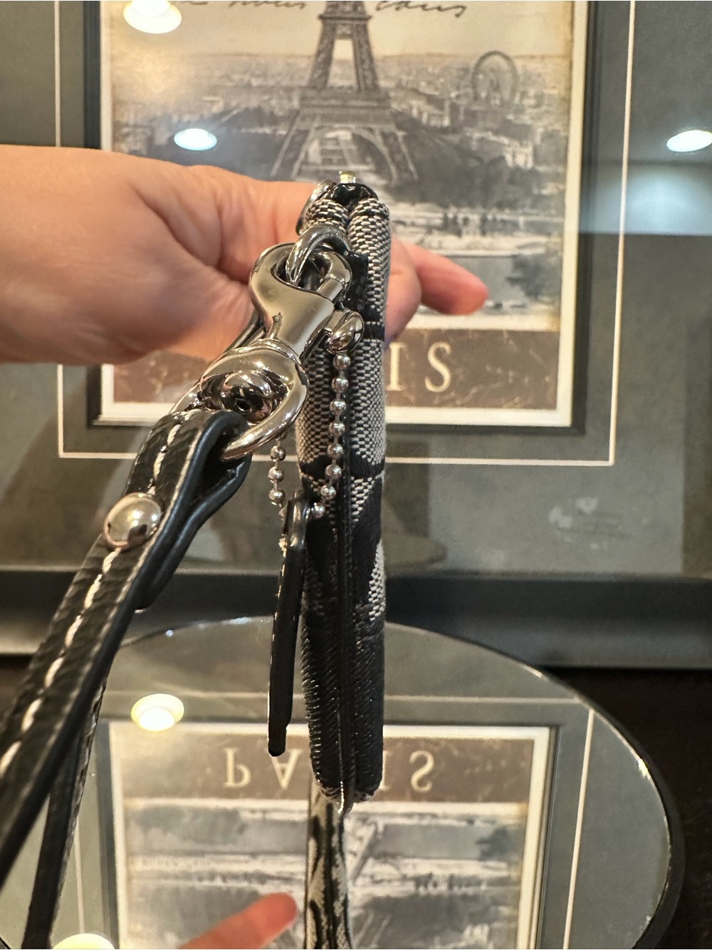 Coach Signature Canvas Wristlet Black Gray - Picture 10 of 12